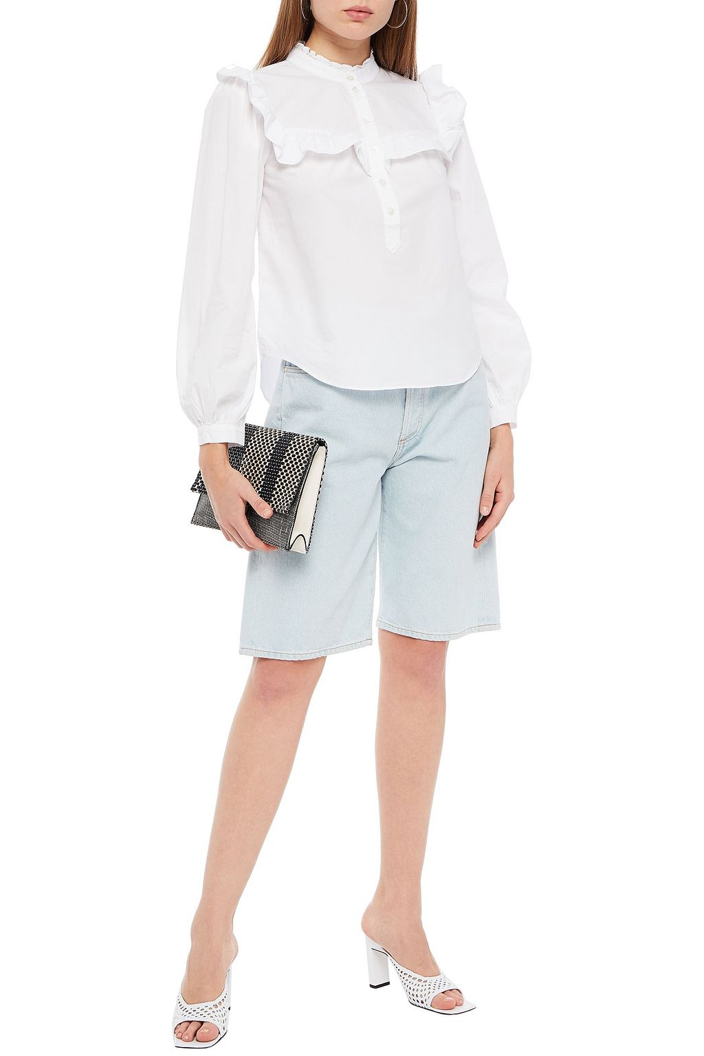 VERONICA BEARD Ruffled cotton-poplin top