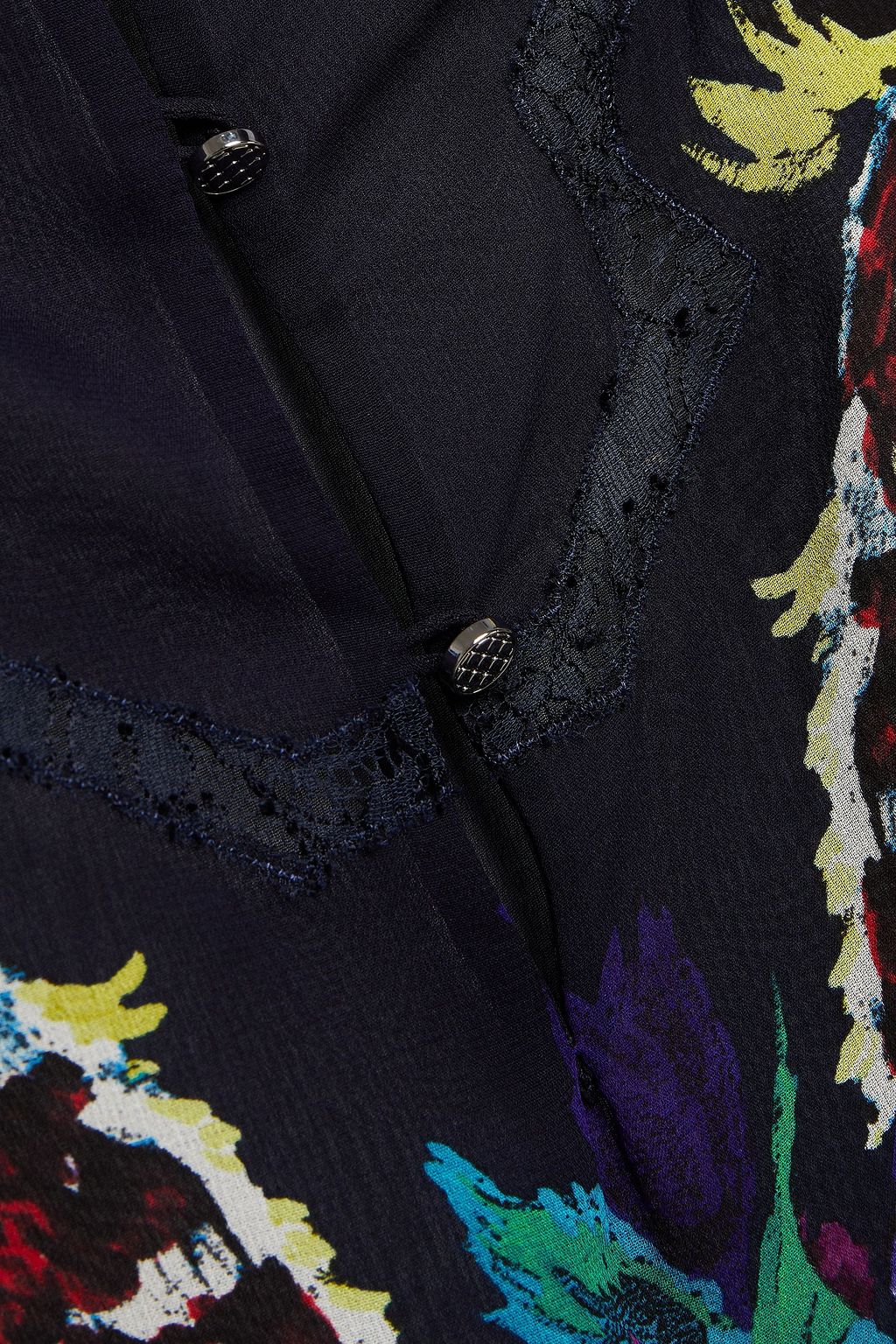 ROBERTO CAVALLI Tie-front embellished printed silk-crepe blouse
