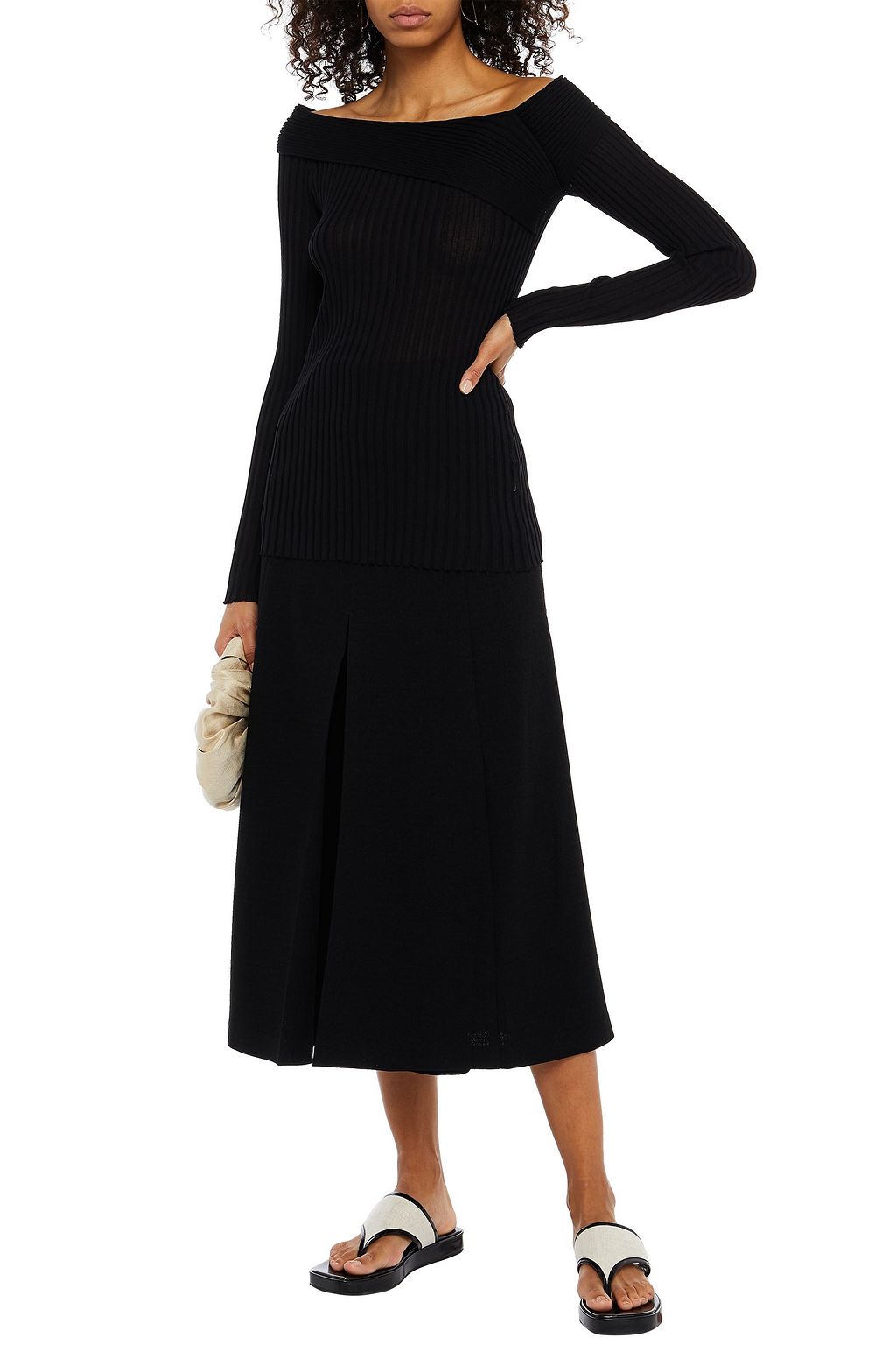 GIA STUDIOS Off-the-shoulder ribbed-knit top
