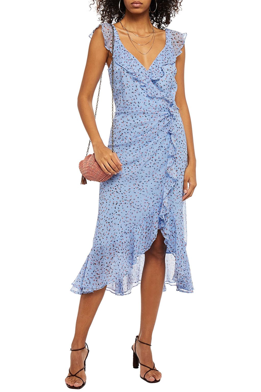 VERONICA BEARD Amal ruffled floral-print silk-chiffon midi wrap dress