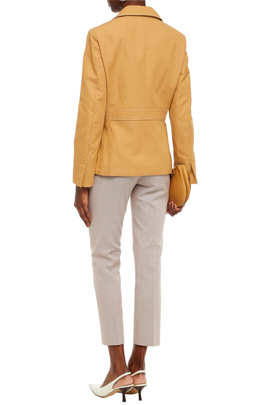 PIAZZA SEMPIONE Double-breasted cotton and ramie-blend gabardine blazer