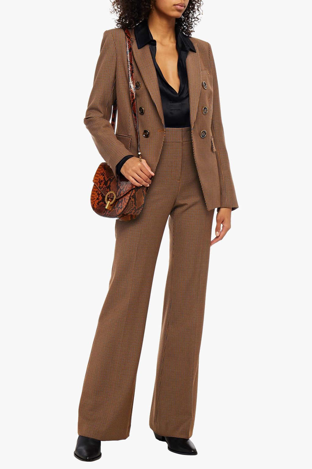 VERONICA BEARD Miller Dickey double-breasted embellished checked twill blazer