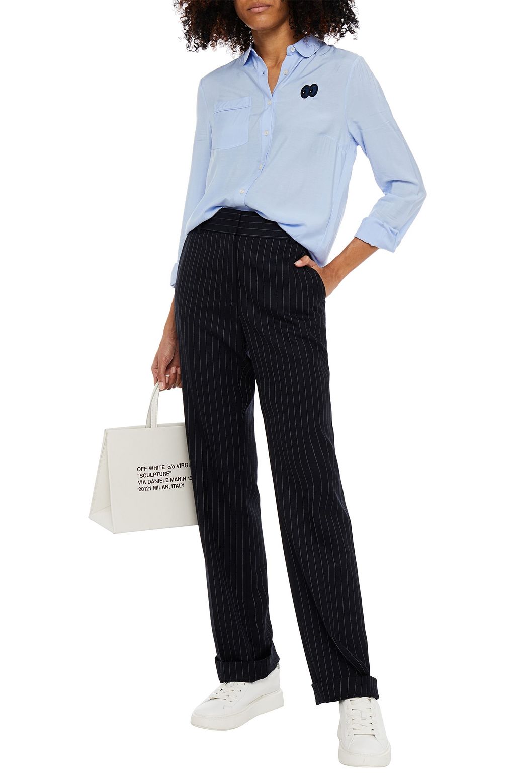 BAUM UND PFERDGARTEN Magdalena appliquéd striped voile shirt