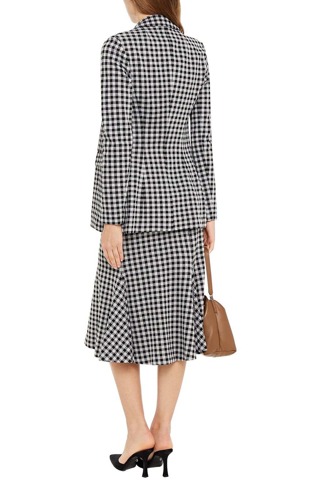 ROSETTA GETTY Double-breasted gingham jacquard-knit blazer