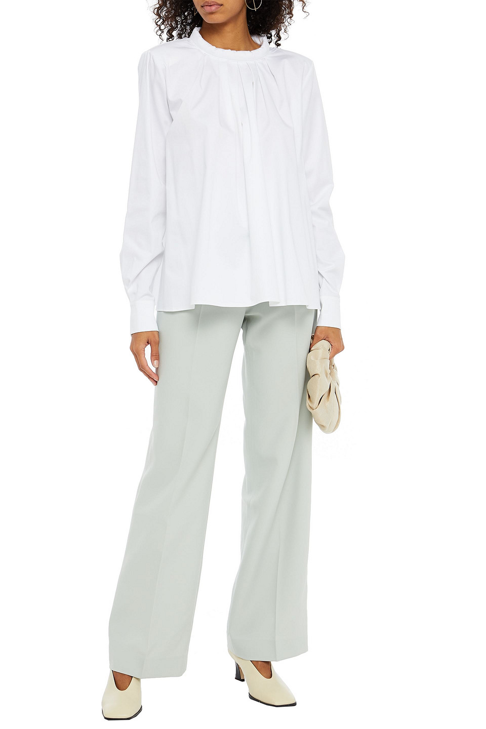Gia Studios Crepe Wide-leg Trousers In Light Green