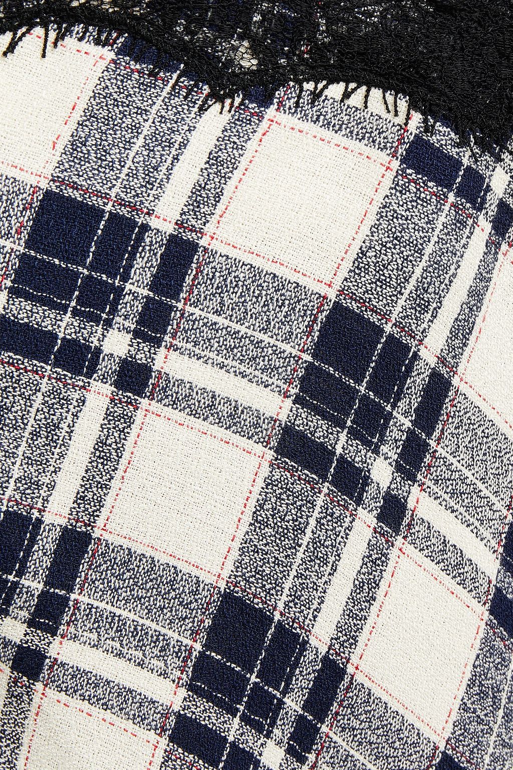 VERONICA BEARD Knox lace-trimmed checked crepe camisole