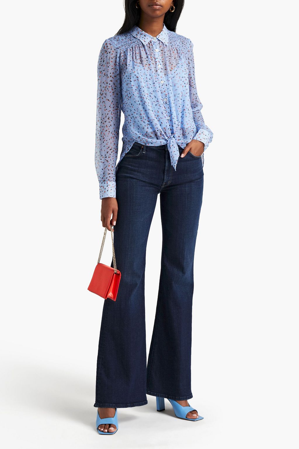 VERONICA BEARD Dazed tie-front floral-print silk-georgette blouse