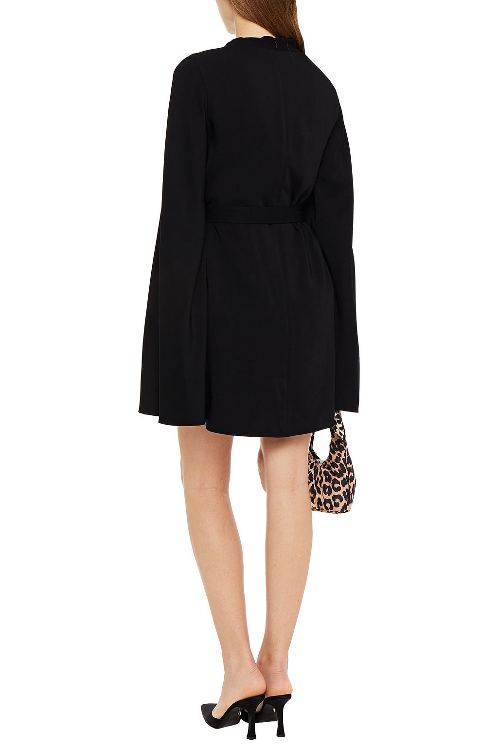 ROSETTA GETTY Cape-effect belted cady mini dress
