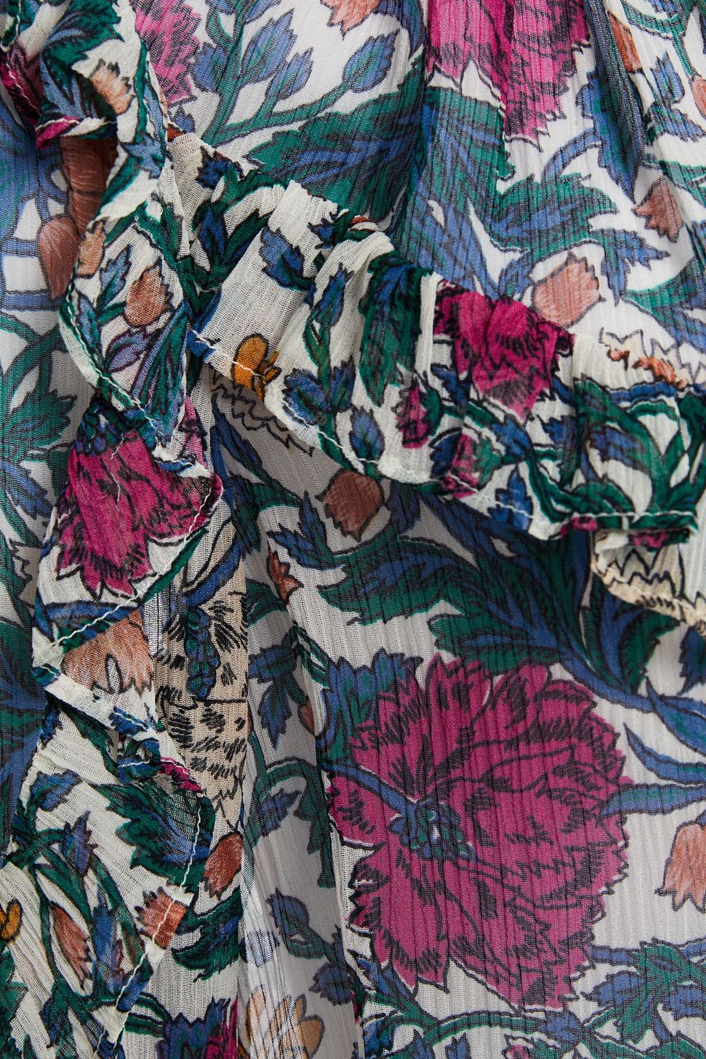 VERONICA BEARD Abra ruffled floral-print metallic silk-crepon blouse