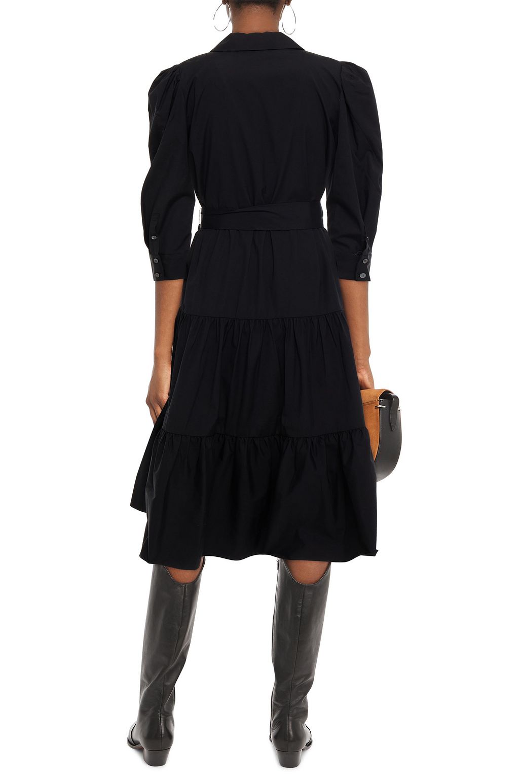 VERONICA BEARD Zeila belted gathered stretch-cotton poplin midi dress