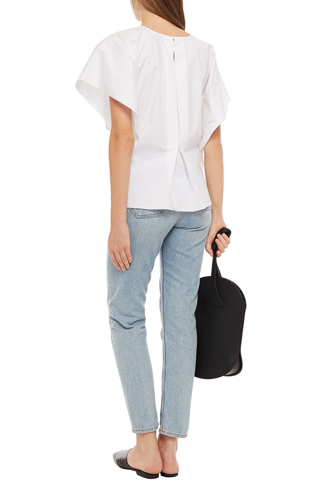 PIAZZA SEMPIONE Wrap-effect pleated cotton-poplin shirt