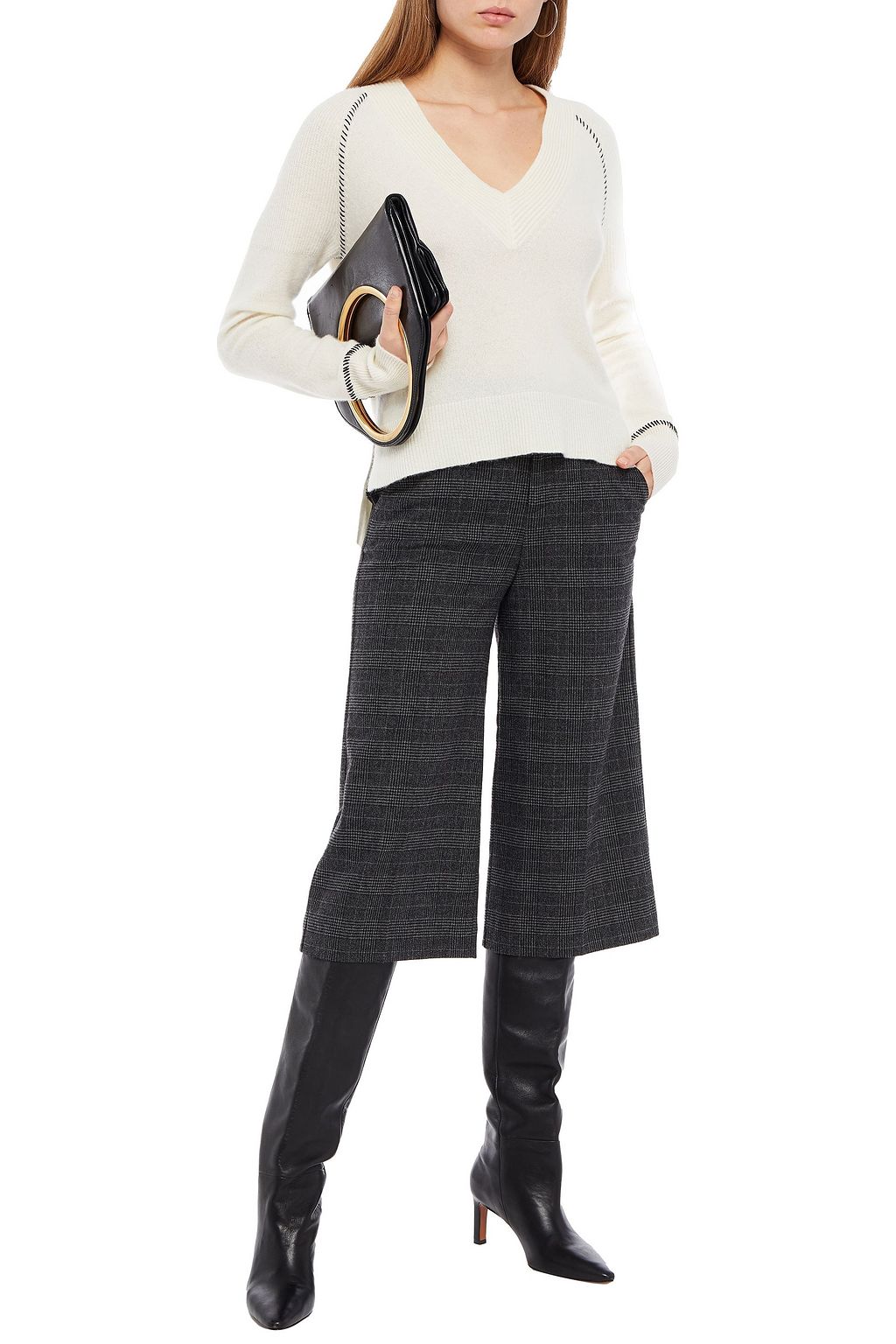 VERONICA BEARD Whipstitched cashmere sweater