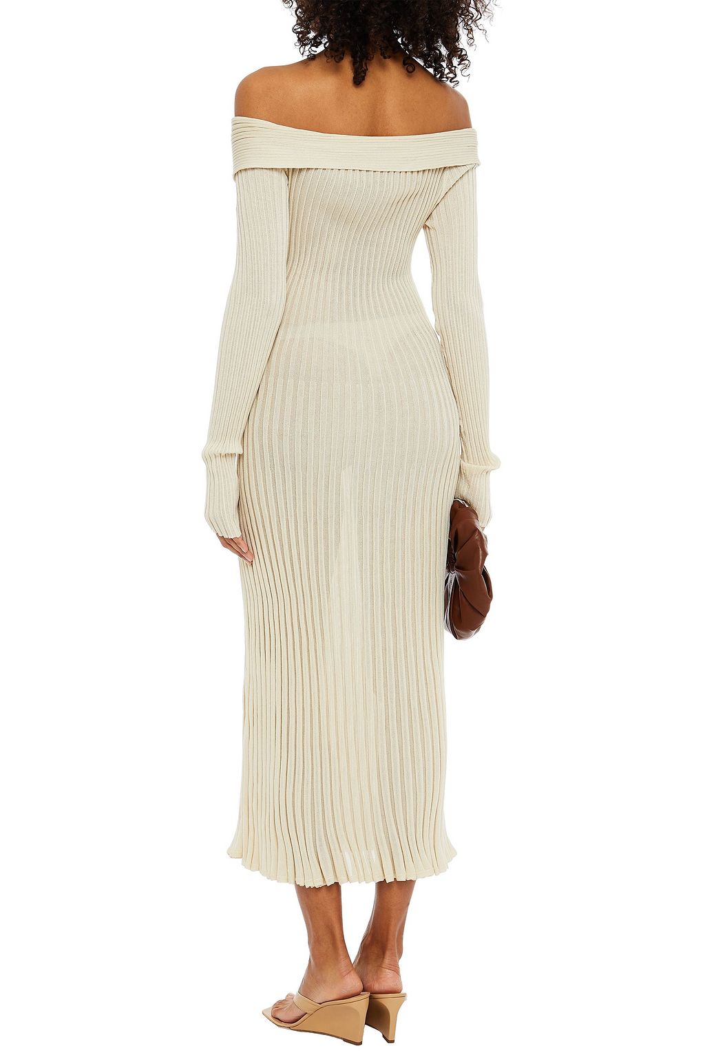GIA STUDIOS Off-the-shoulder ribbed-knit midi dress