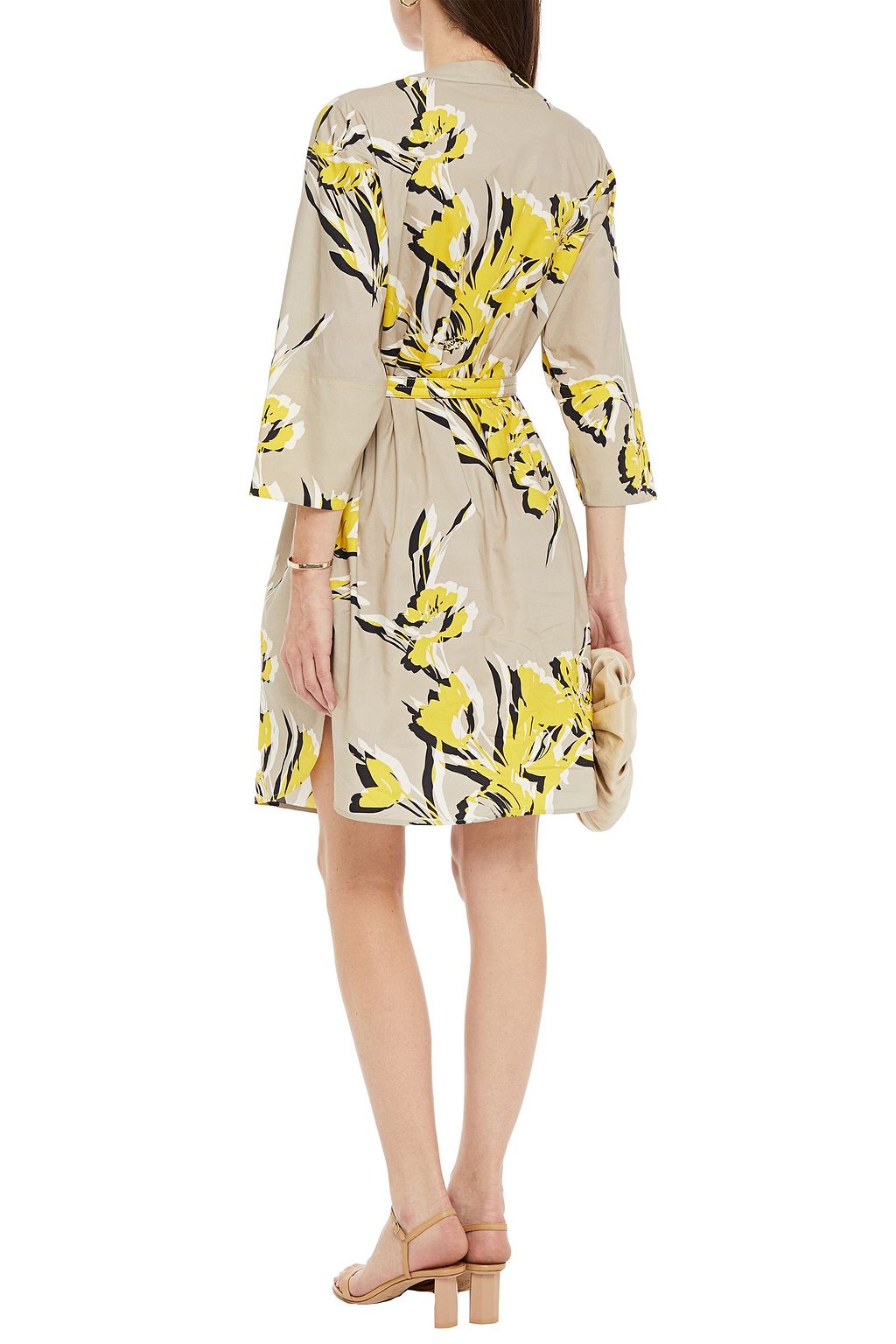 PIAZZA SEMPIONE Pleated floral-print cotton-poplin dress