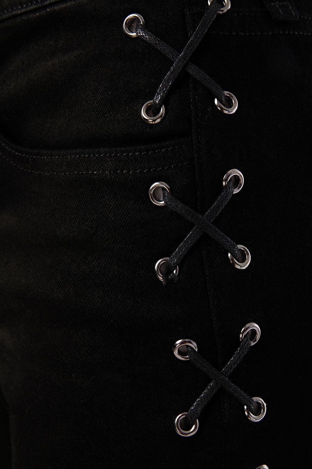 VERONICA BEARD Lace-up coated high-rise flared jeans