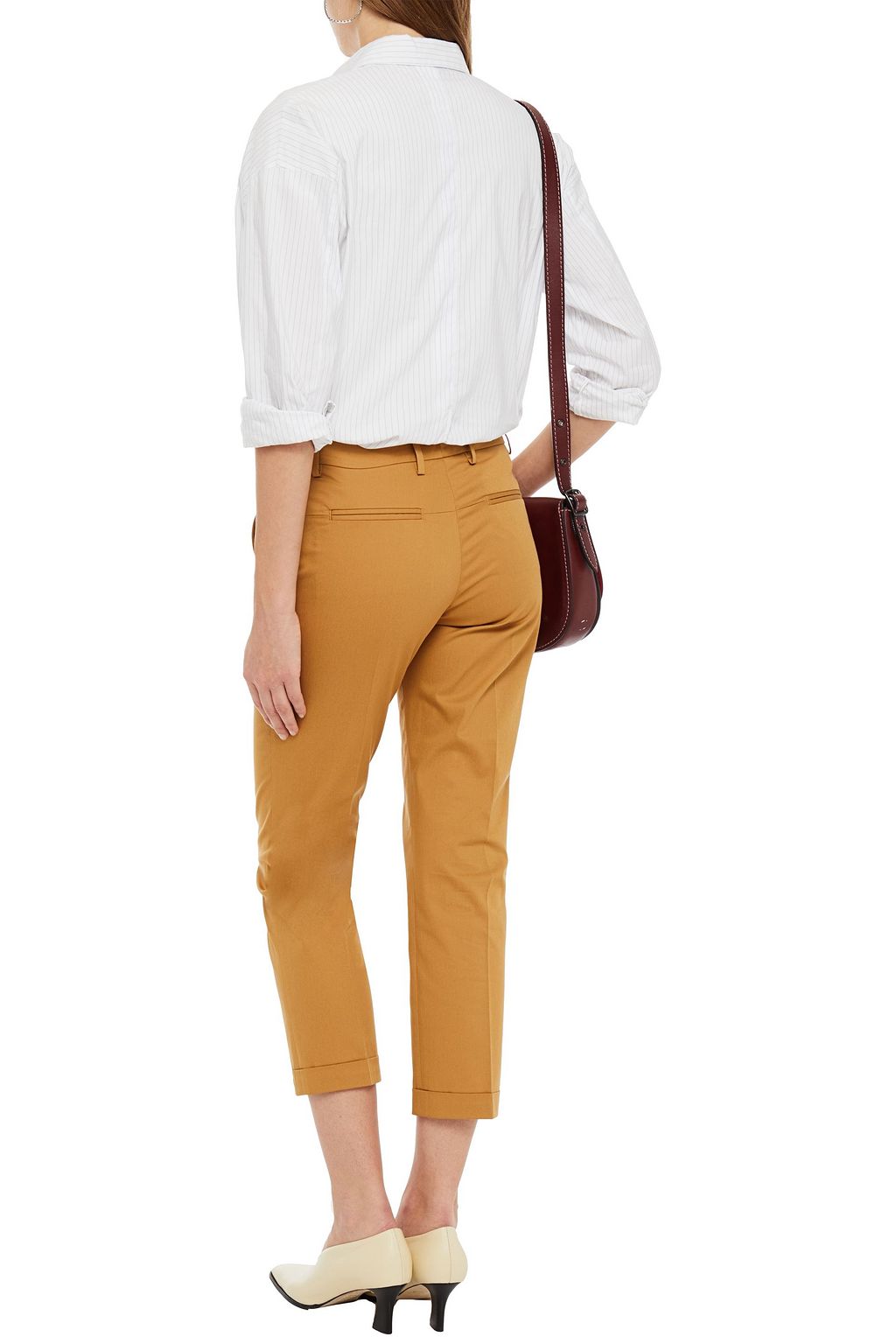 PIAZZA SEMPIONE Cropped cotton-blend twill slim-leg pants