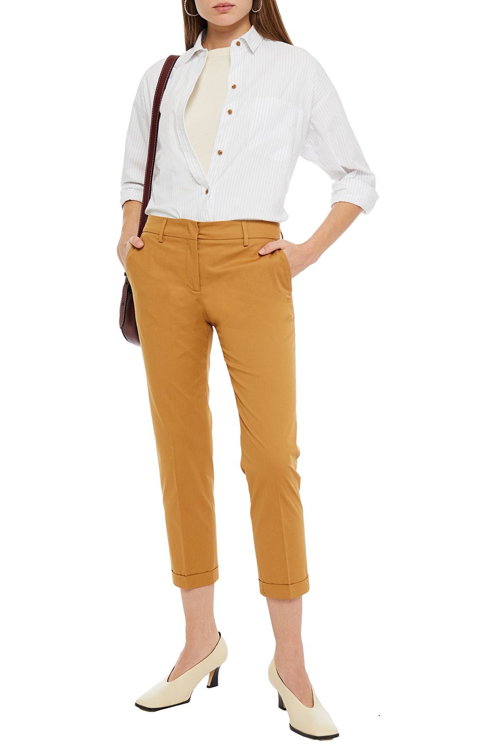 PIAZZA SEMPIONE Cropped cotton-blend twill slim-leg pants