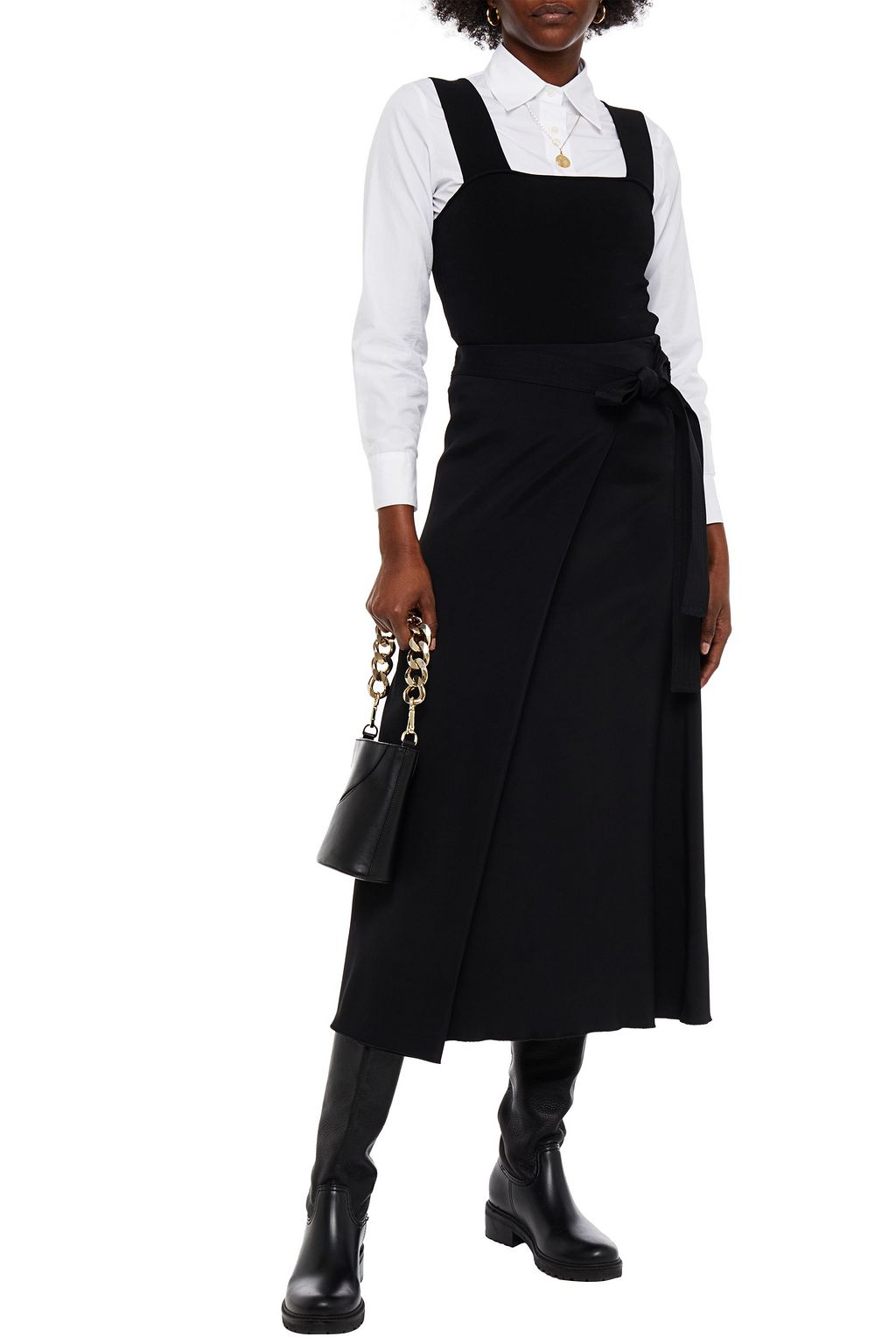 ROSETTA GETTY Wrap-effect stretch-cady midi skirt