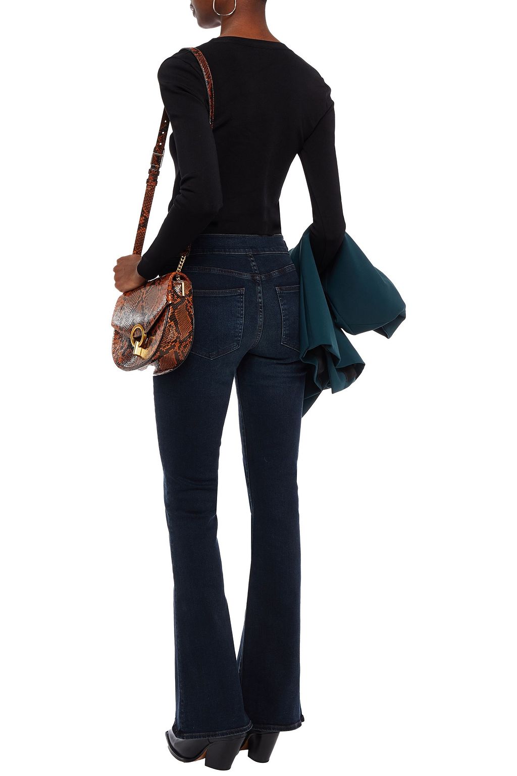 VERONICA BEARD Chain-trimmed high-rise flared jeans