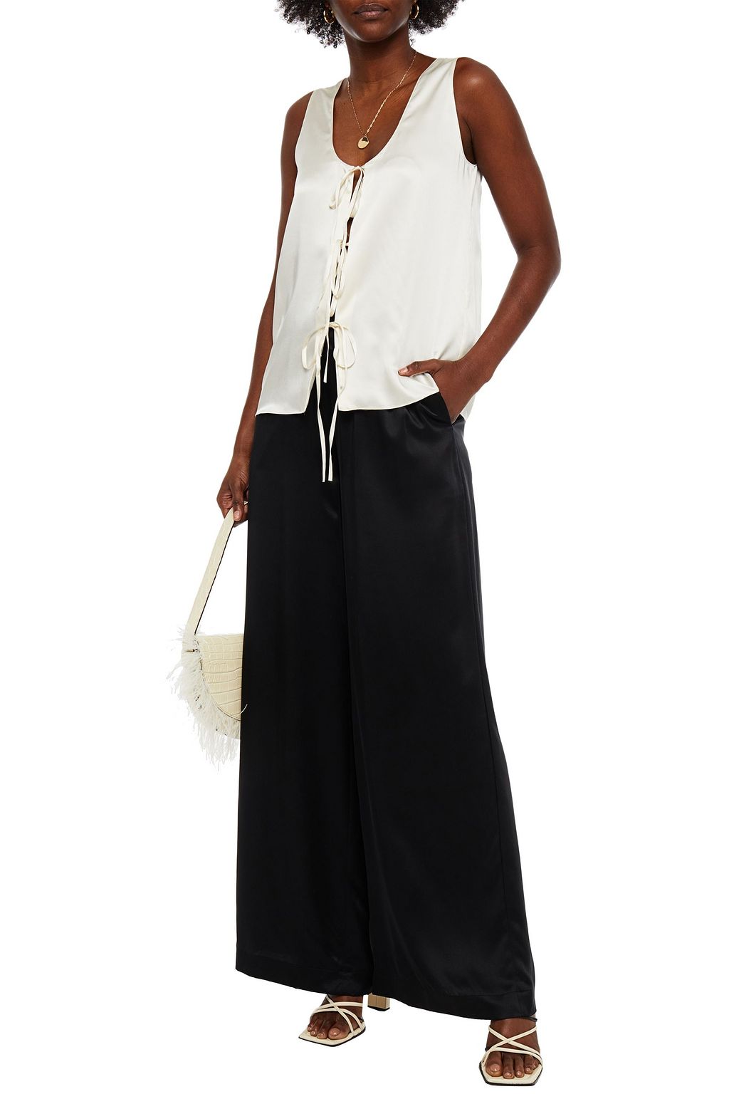 ROSETTA GETTY Silk-satin wide-leg pants