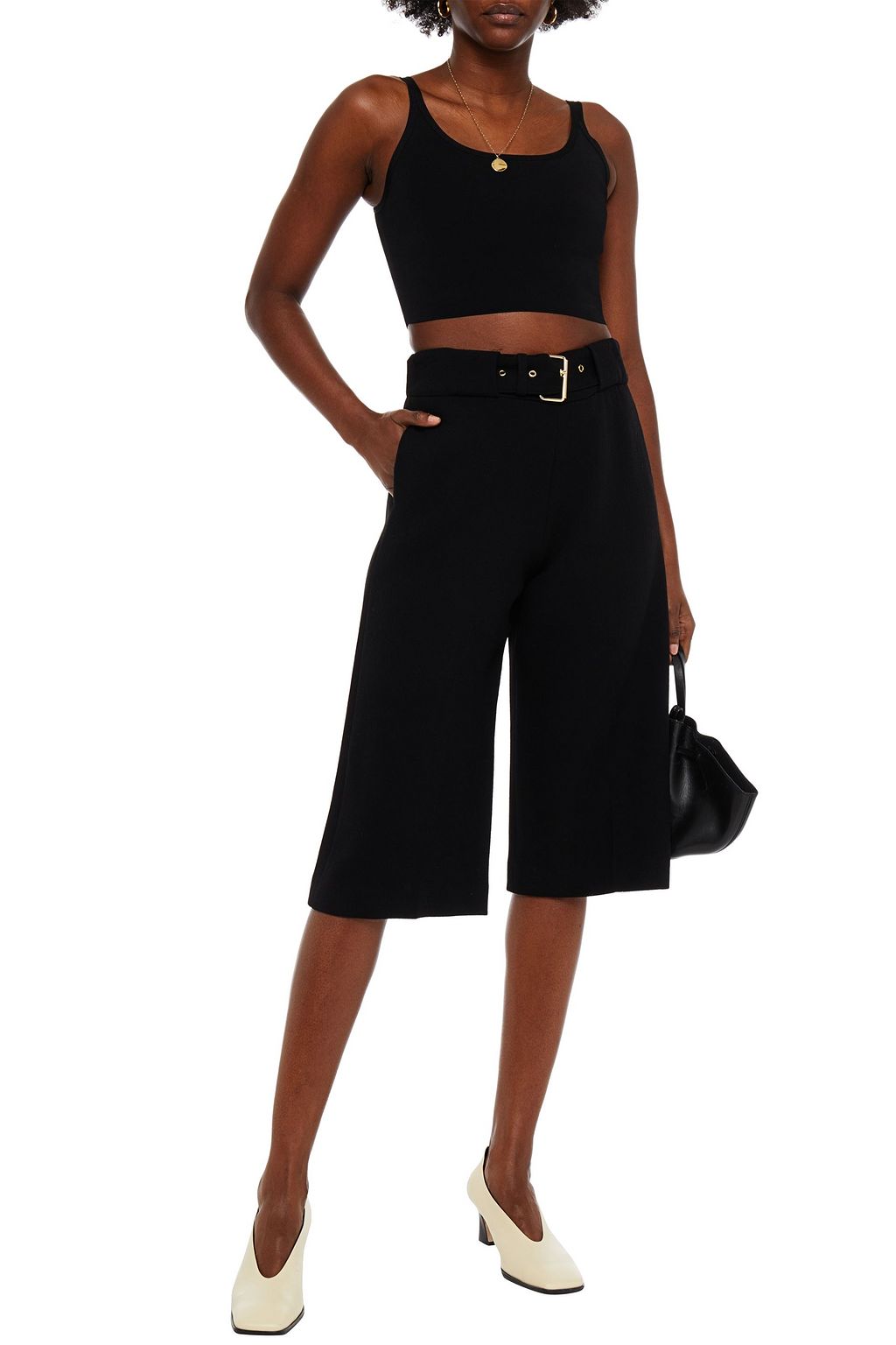ROSETTA GETTY Belted wool-crepe culottes