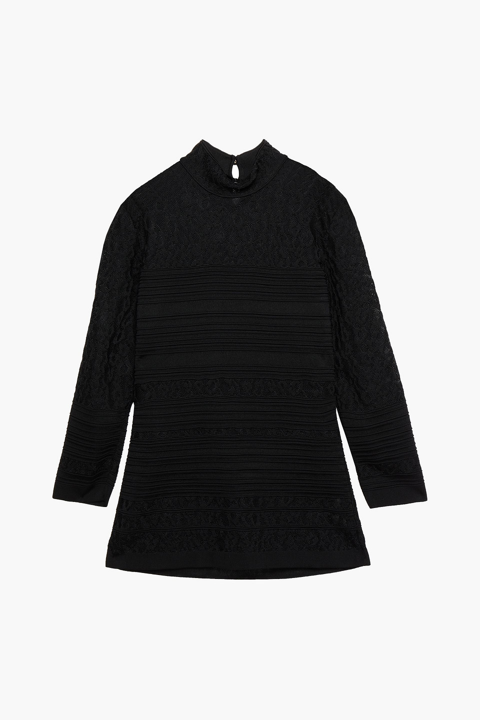 Ribbed and jacquard-knit turtleneck sweater