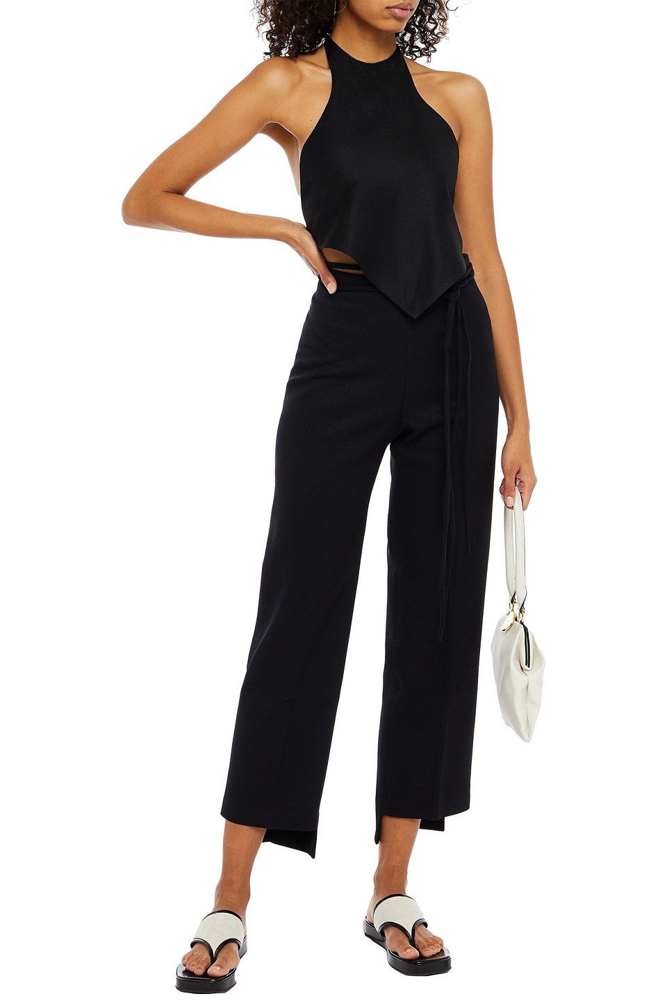 Gia Studios Crepe Straight-leg Trousers In Black