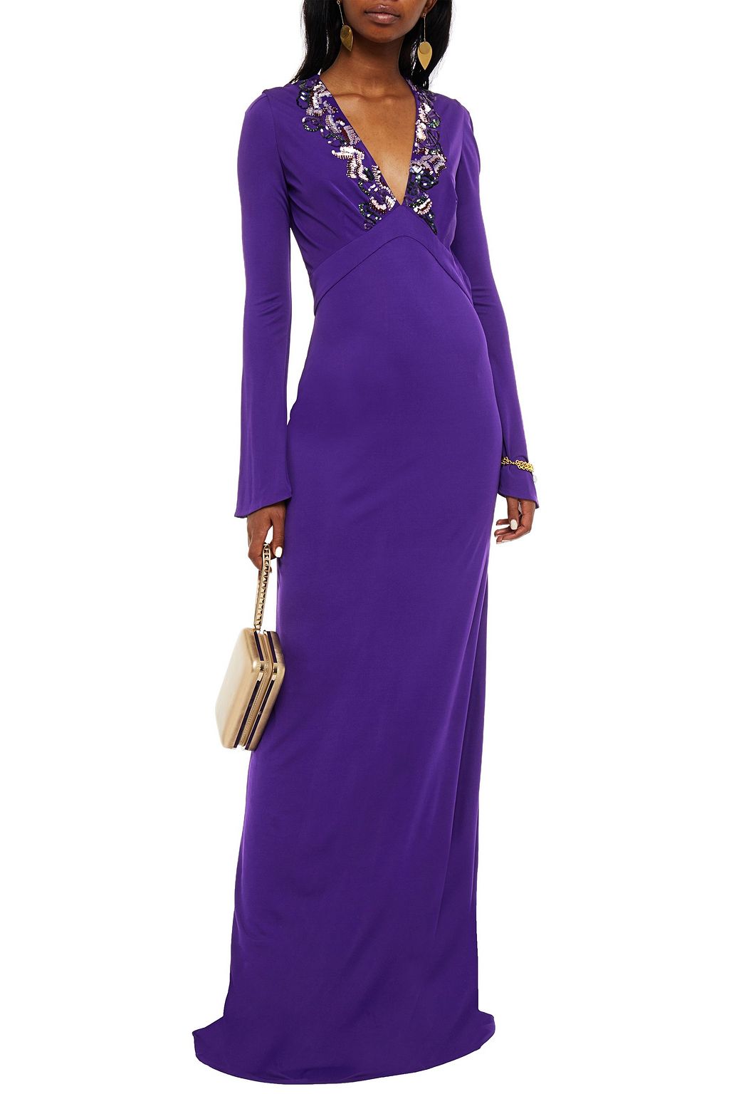 ROBERTO CAVALLI Embellished crepe maxi dress