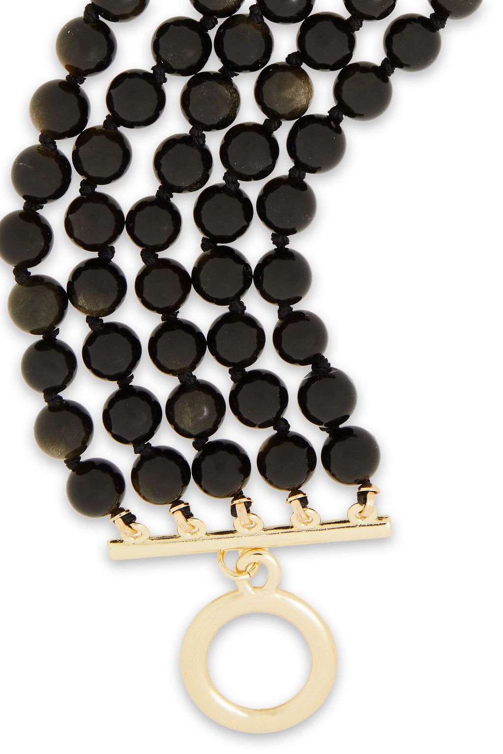 KENNETH JAY LANE 14-karat gold-plated obsidian bracelet
