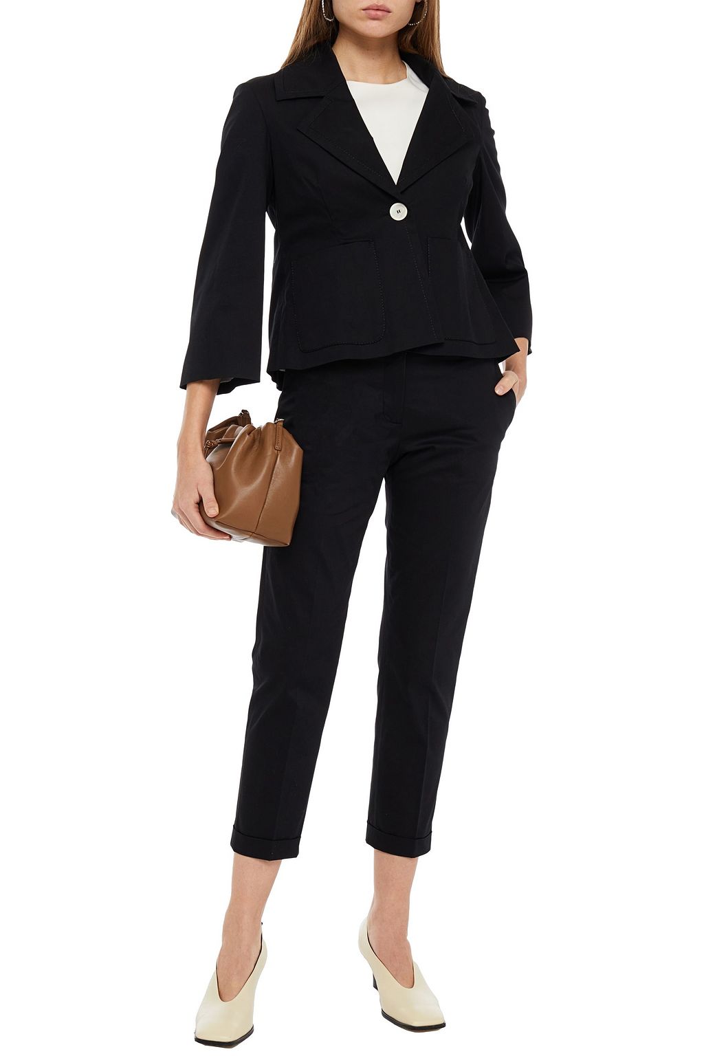 PIAZZA SEMPIONE Cropped cotton-blend twill slim-leg pants