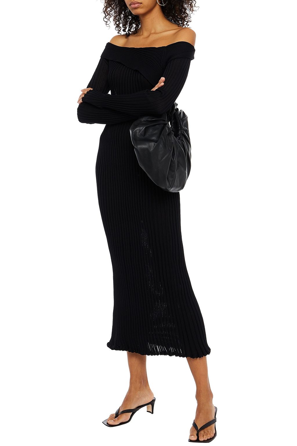 GIA STUDIOS Off-the-shoulder ribbed-knit midi dress