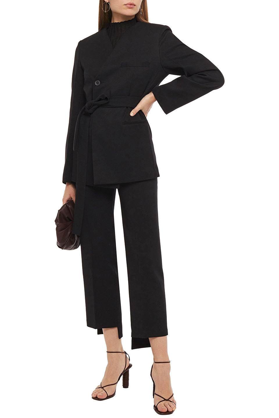 Gia Studios Belted Twill Jacket In Black