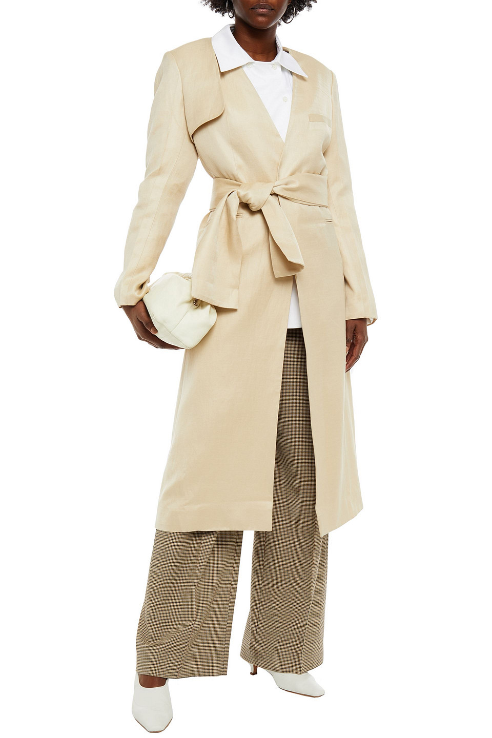 Gia Studios Twill Trench Coat In Neutrals