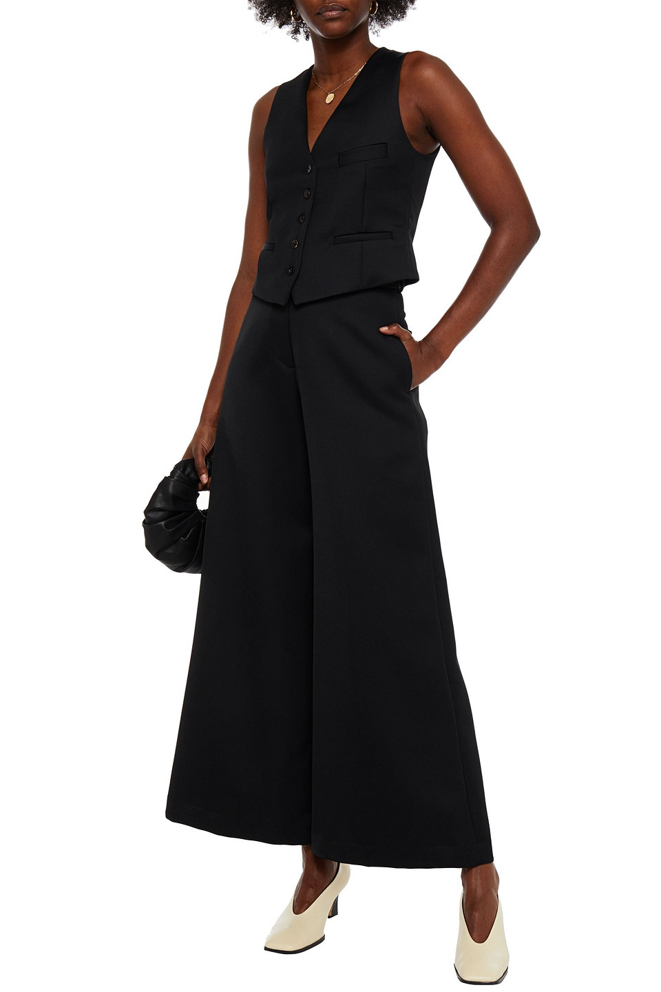 Rosetta Getty Wool-blend Twill Flared Trousers In Black