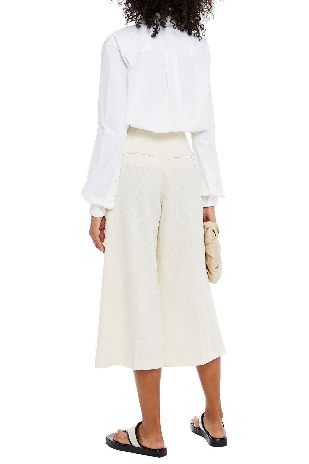 GIA STUDIOS Pleated slub woven culottes
