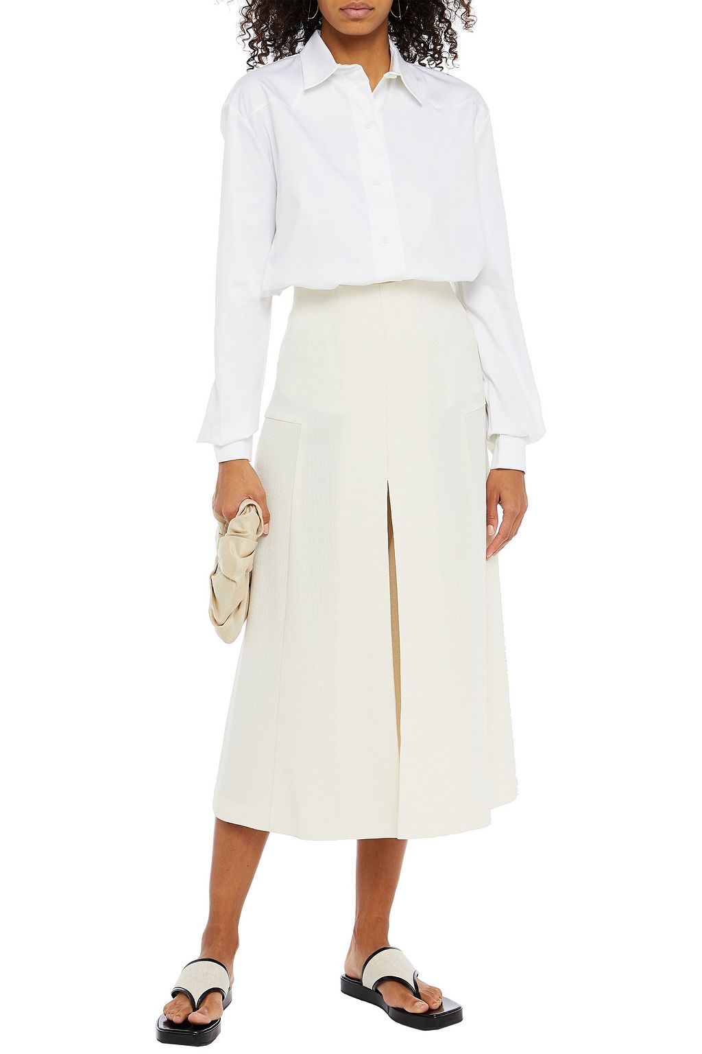 GIA STUDIOS Pleated slub woven culottes