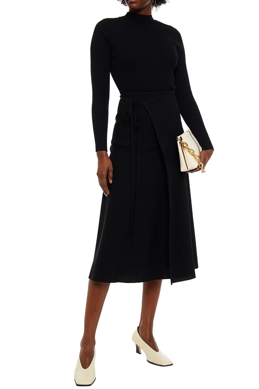 GIA STUDIOS Wrap-effect crepe midi skirt