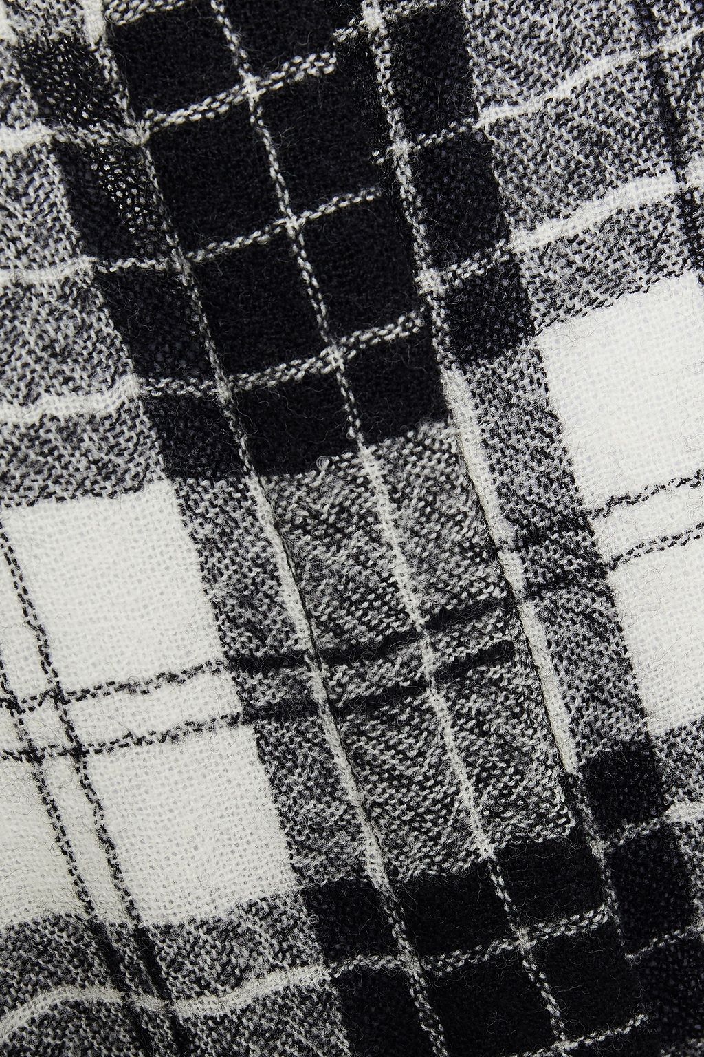 ROSETTA GETTY Tie-front layered checked wool-crepe shirt