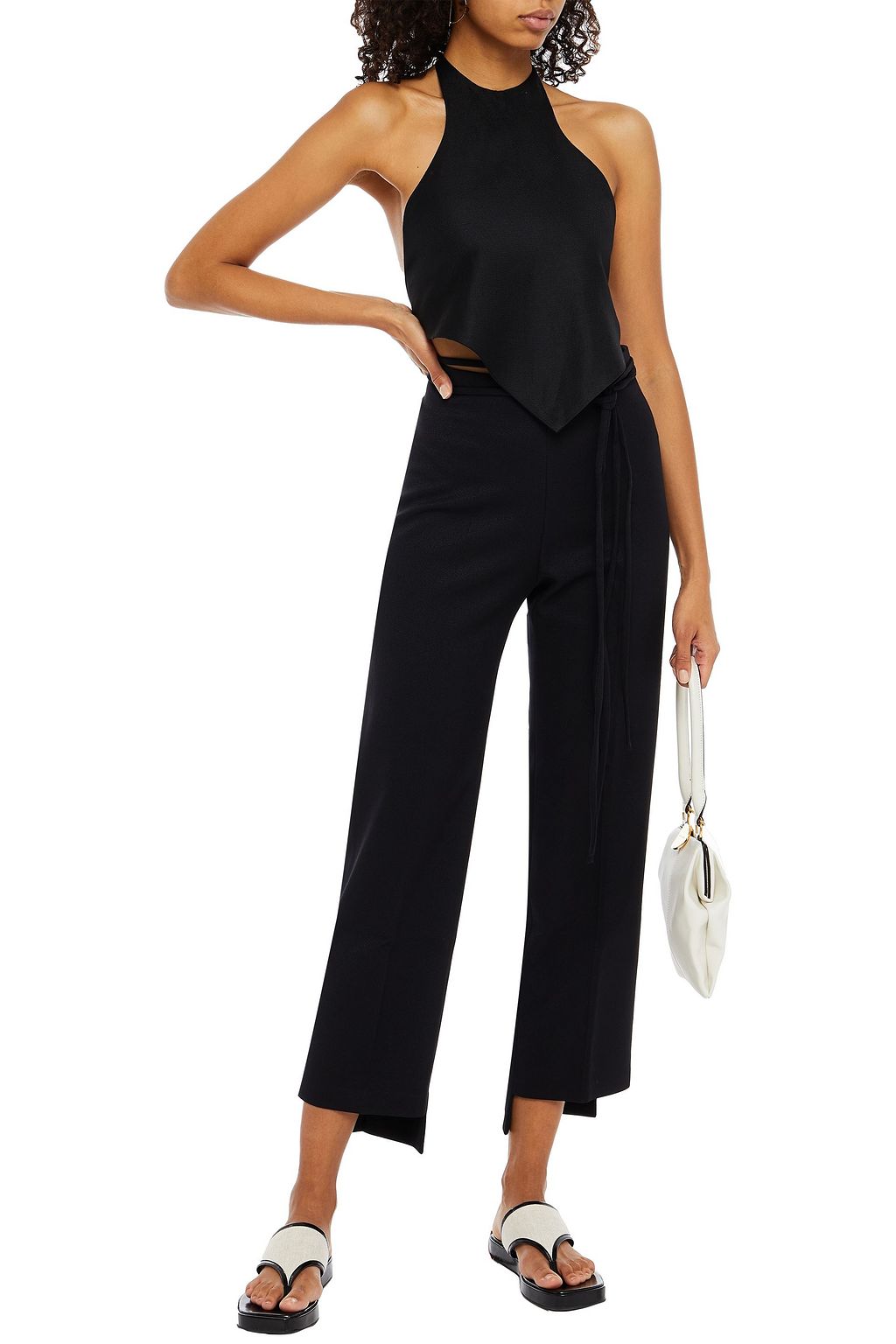 GIA STUDIOS Open-back twill halterneck top