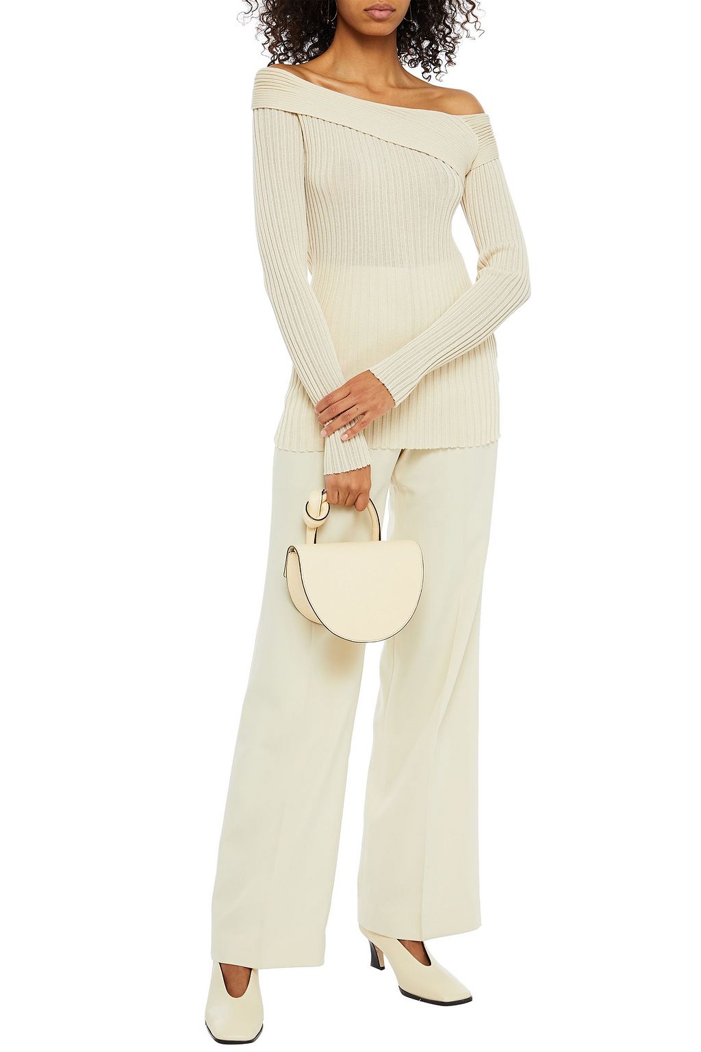 GIA STUDIOS Off-the-shoulder ribbed-knit top