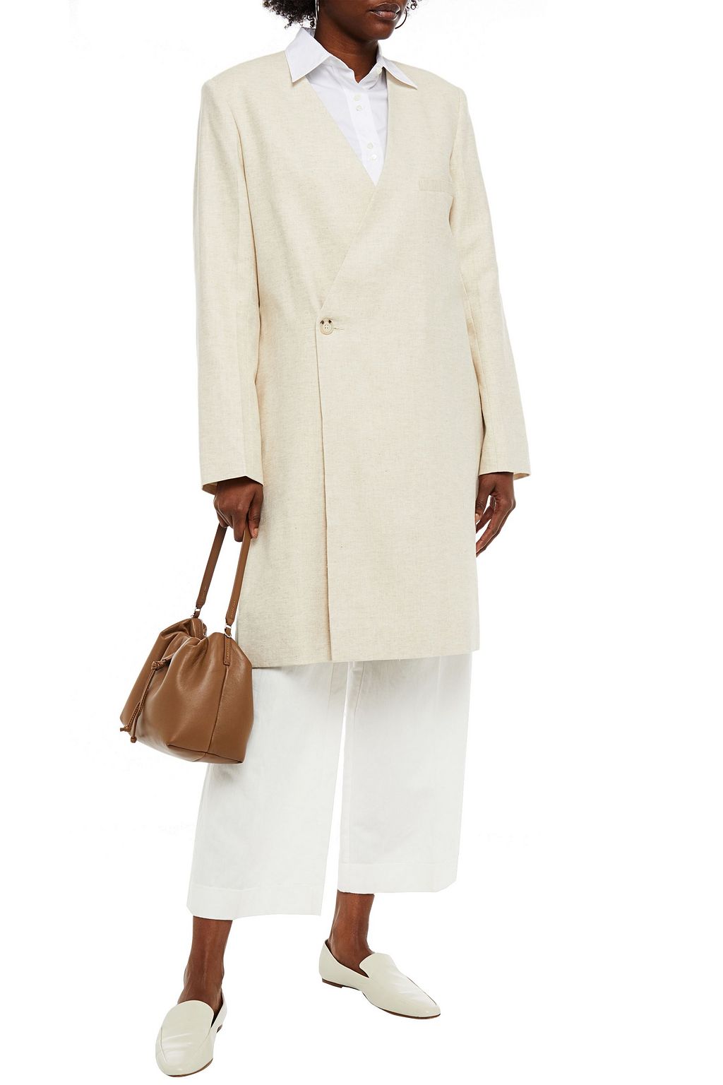 GIA STUDIOS Double-breasted linen and cotton-blend jacket