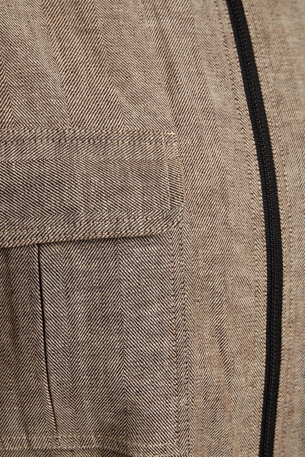 GIA STUDIOS Herringbone linen and cotton-blend blouse