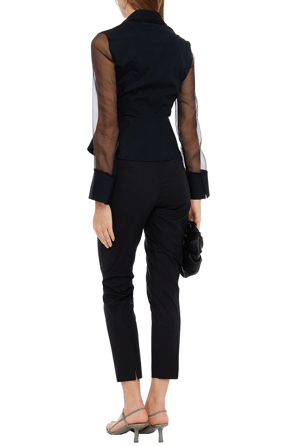 PIAZZA SEMPIONE Cotton-blend poplin slim-leg pants