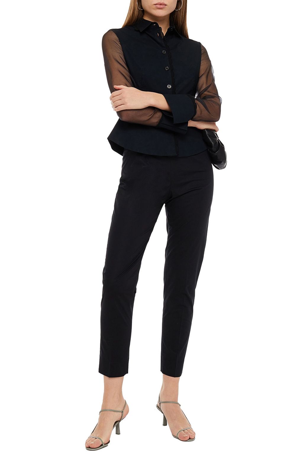 PIAZZA SEMPIONE Cotton-blend poplin slim-leg pants