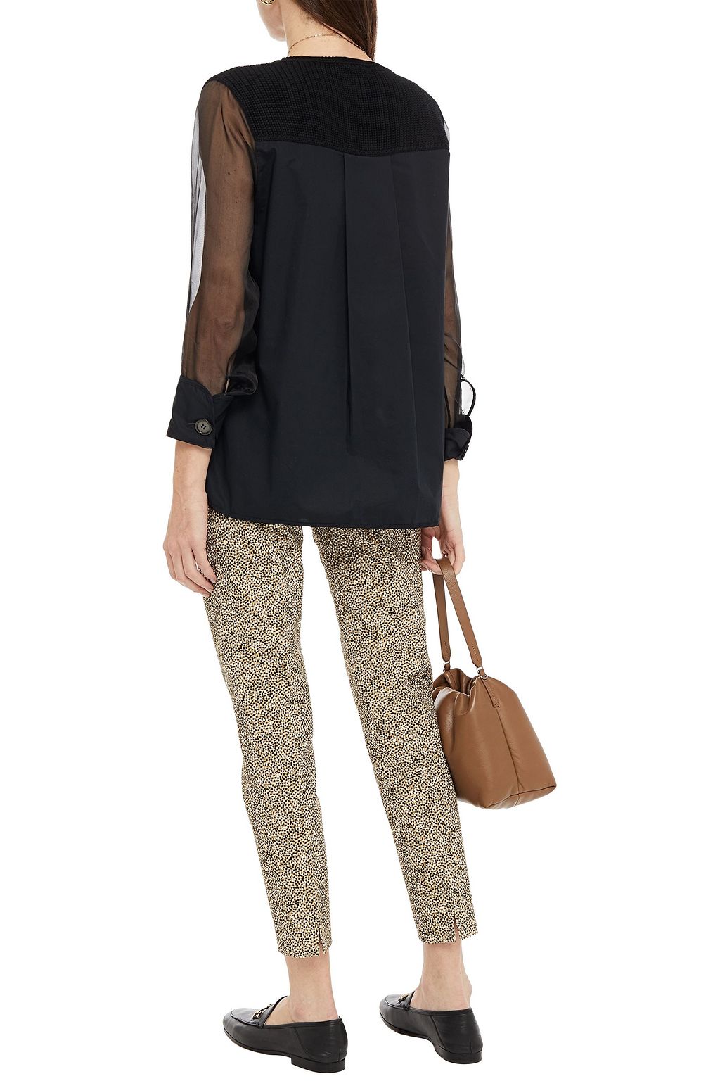 PIAZZA SEMPIONE Cropped printed cotton-blend slim-leg pants