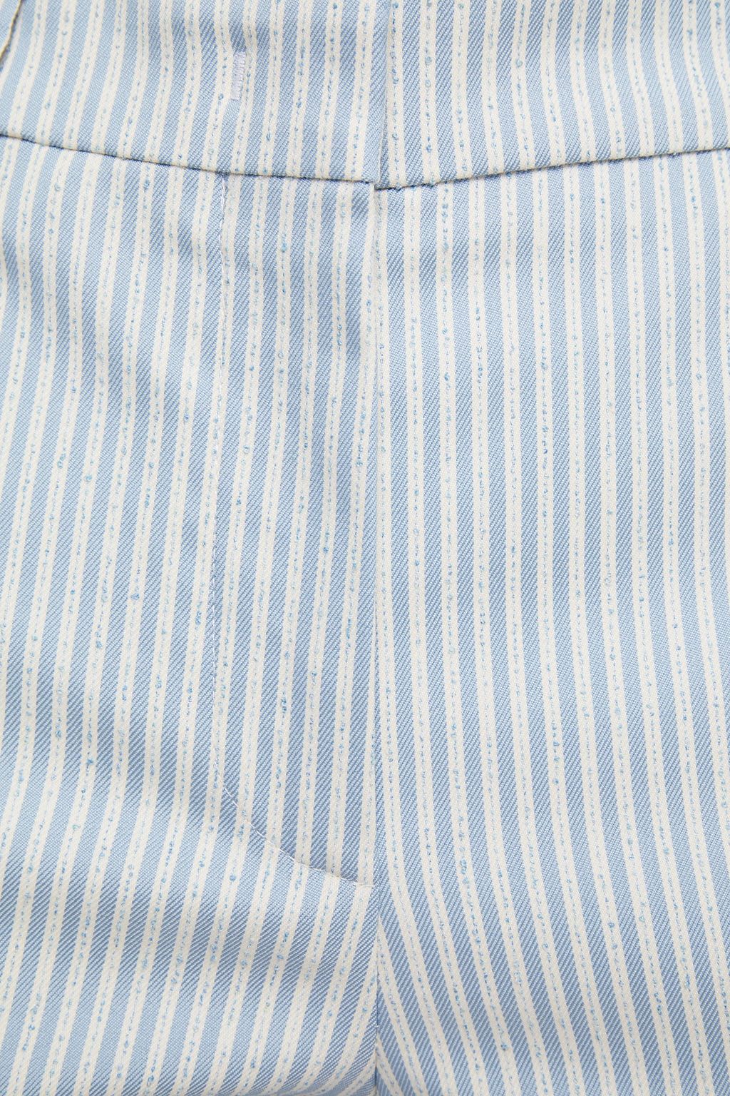 PIAZZA SEMPIONE Bouclè-trimmed striped cotton-blend gabardine flared pants