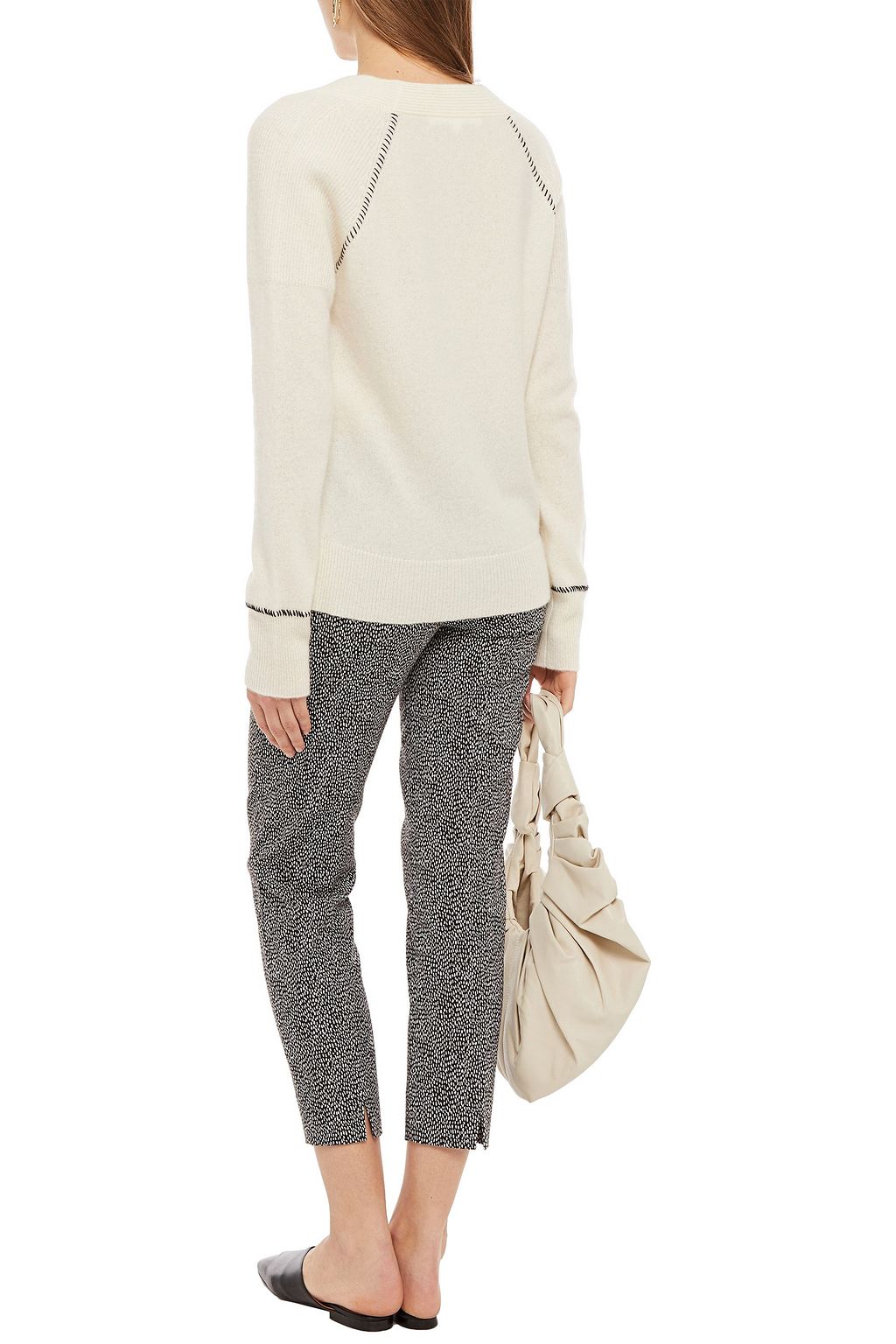 PIAZZA SEMPIONE Cropped polka-dot cotton-blend canvas slim-leg pants