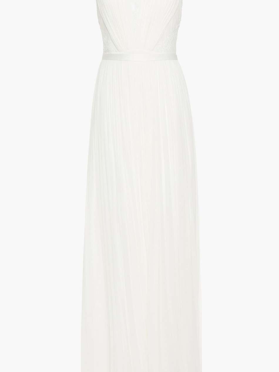 fantasia guipure lace-trimmed silk-tulle bridal gown
