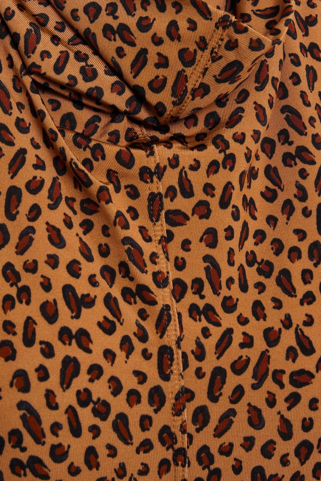 ROSETTA GETTY Cowl leopard-print jersey turtleneck top
