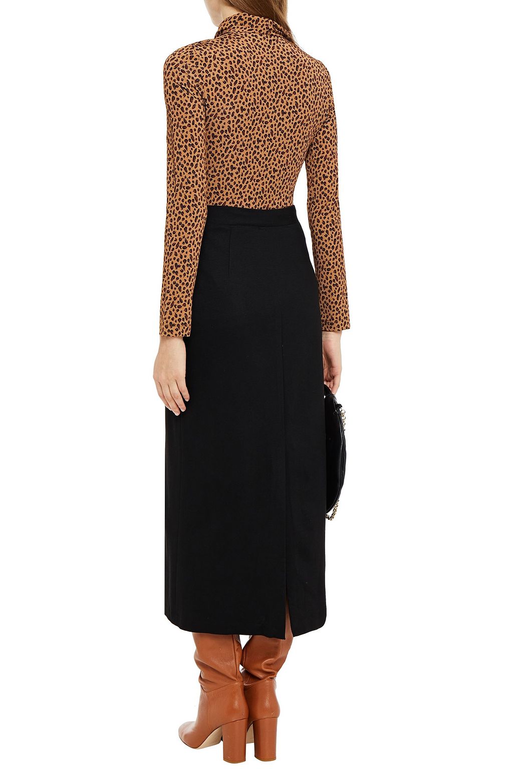 ROSETTA GETTY Cowl leopard-print jersey turtleneck top
